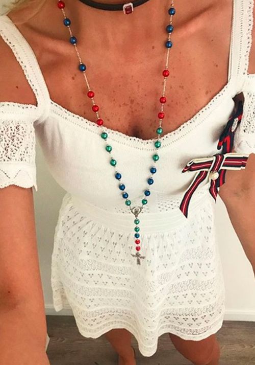 Vestido Tricot Rendado Ombro a Ombro Floral