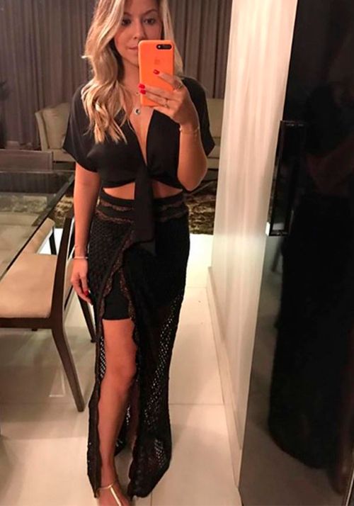 Saia Tricot Longa Rendada Anne