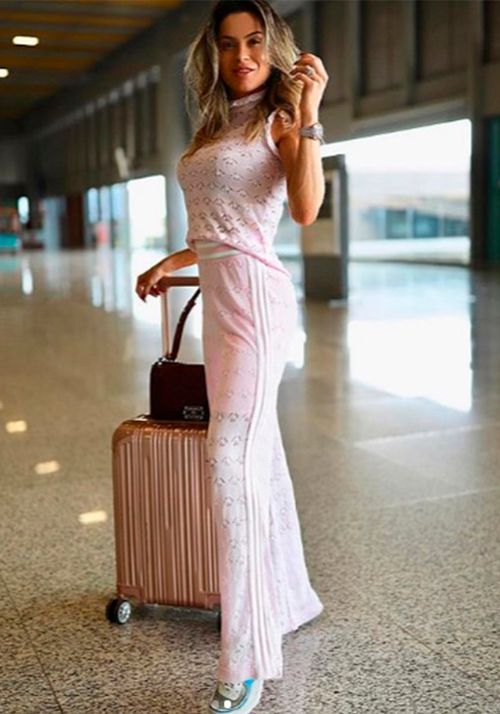 Calça Tricot Renda Pantalona