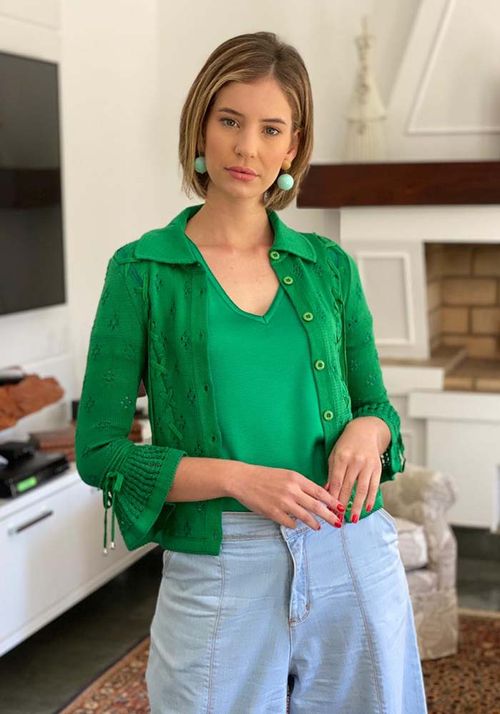 Casaco Tricot Renda Luz da Natureza