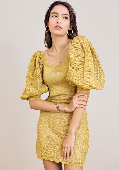 Vestido Tricot Mini Rendado Luz