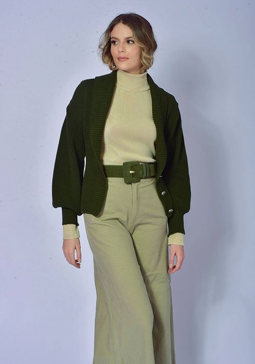 Casaquinho Tricot Peplum Botões