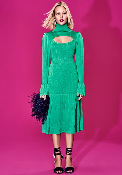 Saia Tricot Midy Barra Plissada Zig