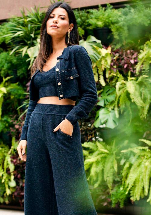 Jaqueta Cropped Tricot Prespontos Mescla