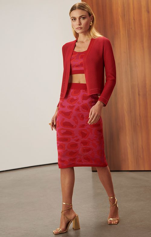 Saia Tricot Midy Bandage Animal Print