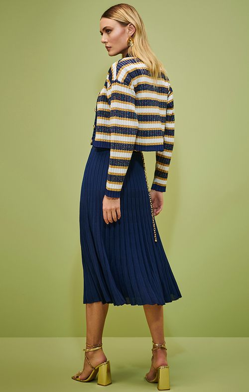 Look Tricot Nervuras Canelado Botões