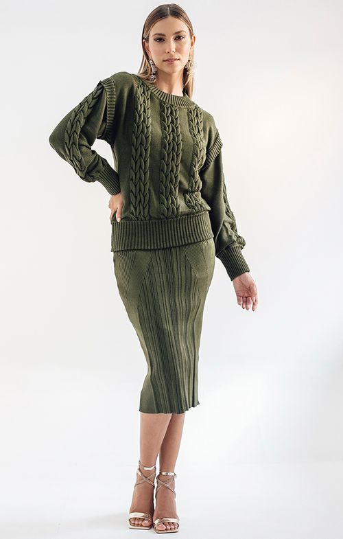 Look Tricot Tranças Relevo