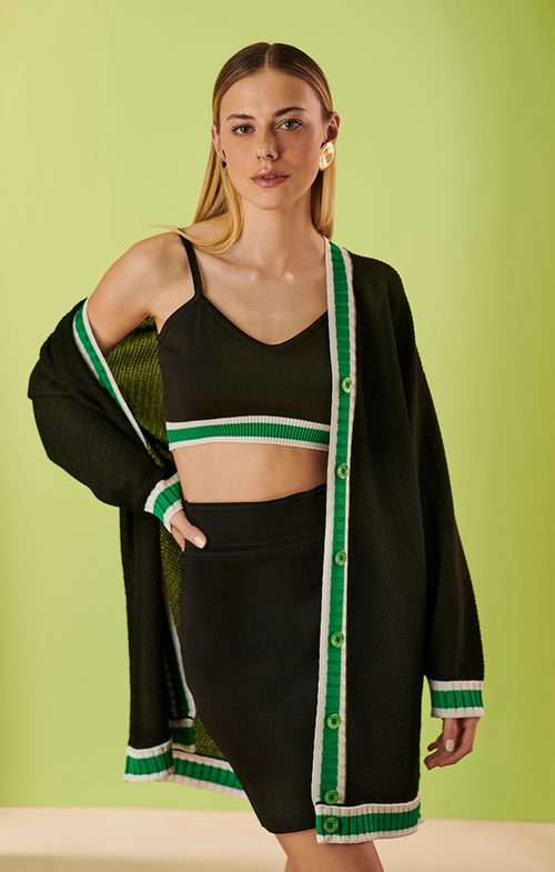 Top Tricot Pontinhos Listra Basic