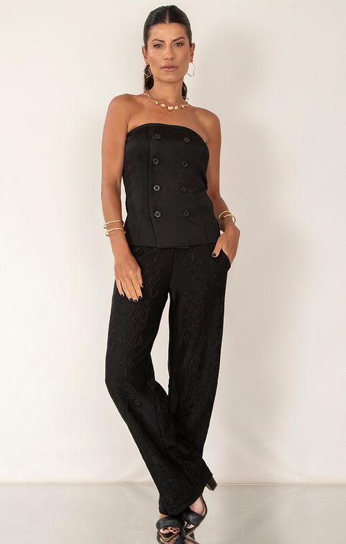 Cropped Corselet Tricot Pontinhos Botões