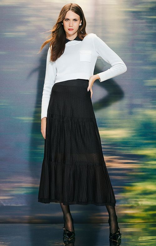 Look Tricot Canelado Furinhos Evase