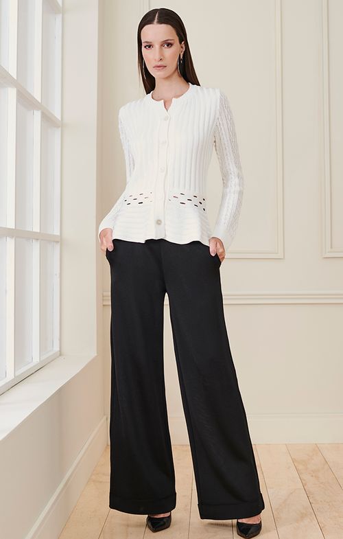 Casaco Tricot Tranças Peplum