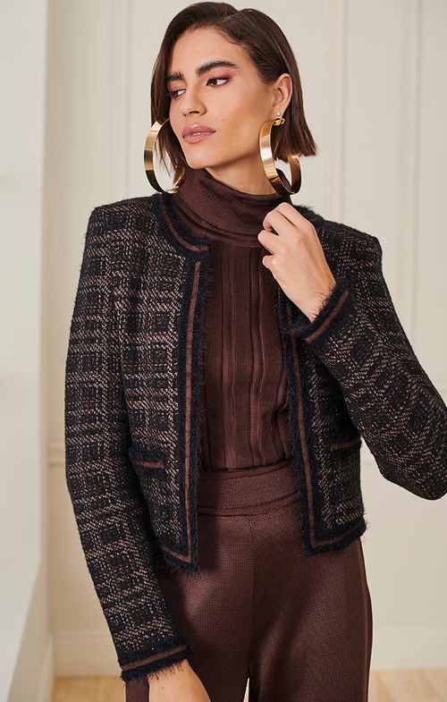 Casaco Tricot Xadrez Angorá