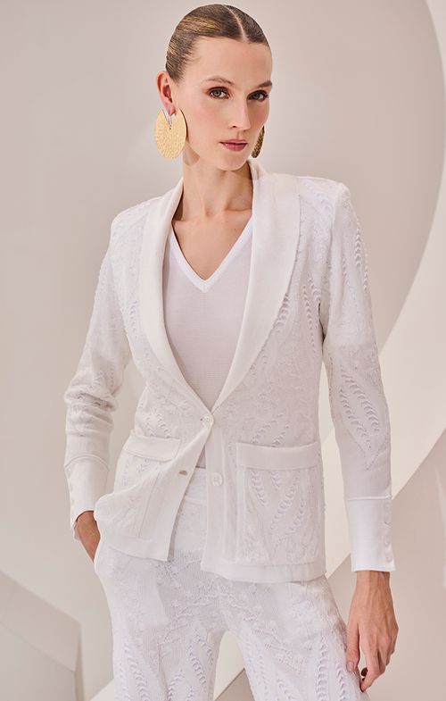 Blazer Tricot Bolsos Leaves