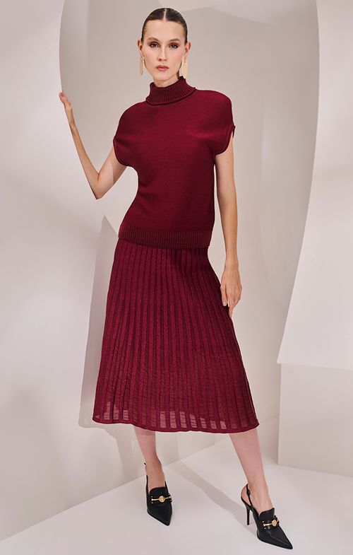 Look Tricot Plissado Transparência