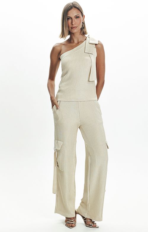 Calça Tricot Cargo Canelado