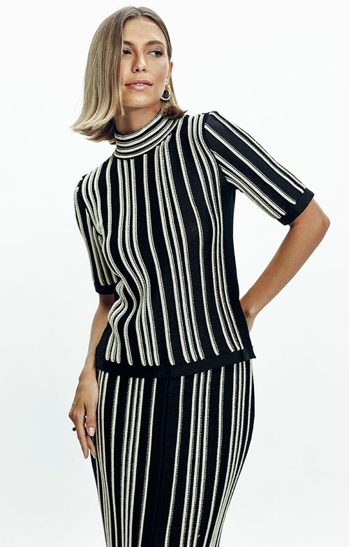 Blusa Tricot Nervuras Dual Color