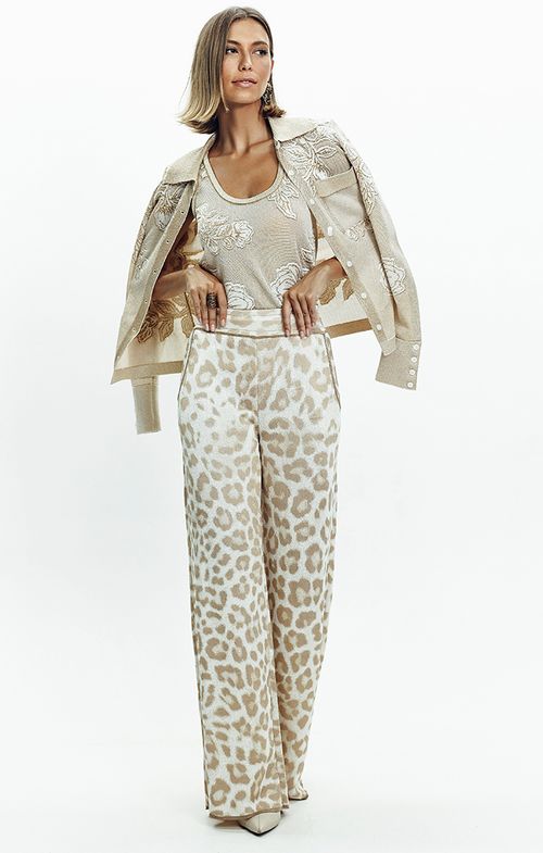 Look Tricot Onça Flores