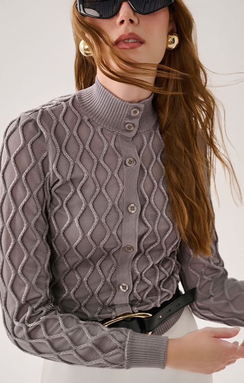 Jaqueta Tricot Bomber Botões Matelassê