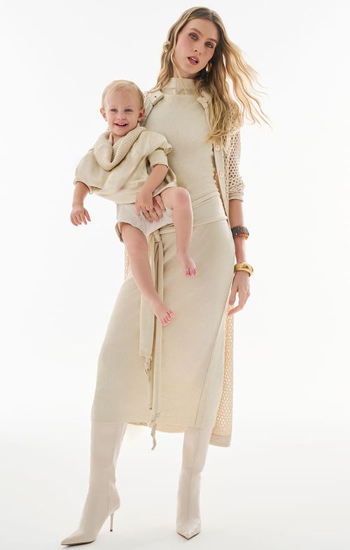 Vestido Tricot Max Midy Basic Faixa Trespassado