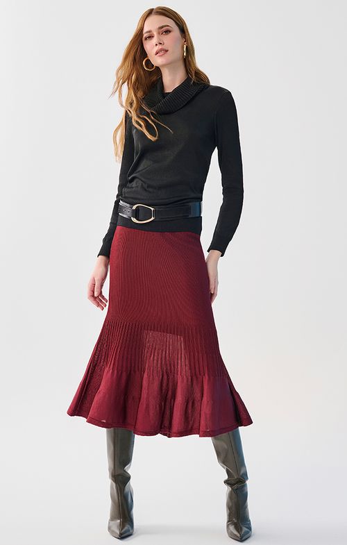 Saia Tricot Midy Babado Godê