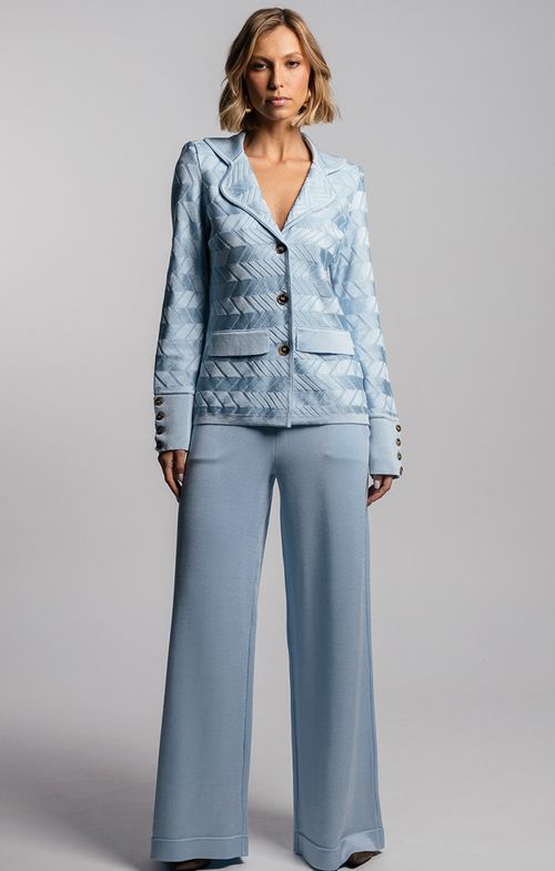 Calça Tricot Pantalona Bolsos