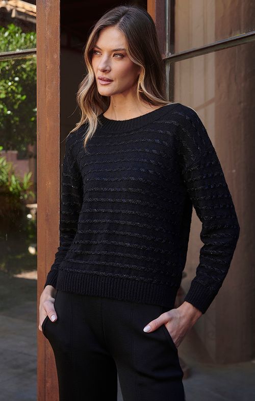 Blusa Tricot Fio Flutuado Paetê