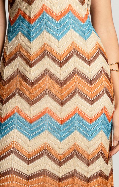 Vestido Tricot Max Midy Listras Furos Zig