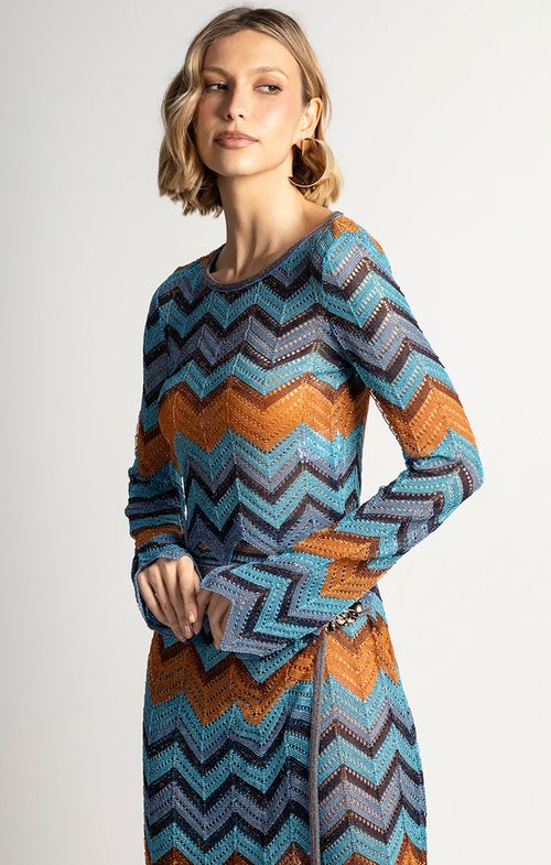 Cropped Tricot Listras Furos Zig