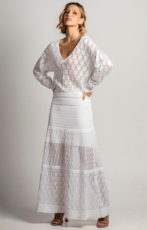 Saia Tricot Max Midy Renda Losango