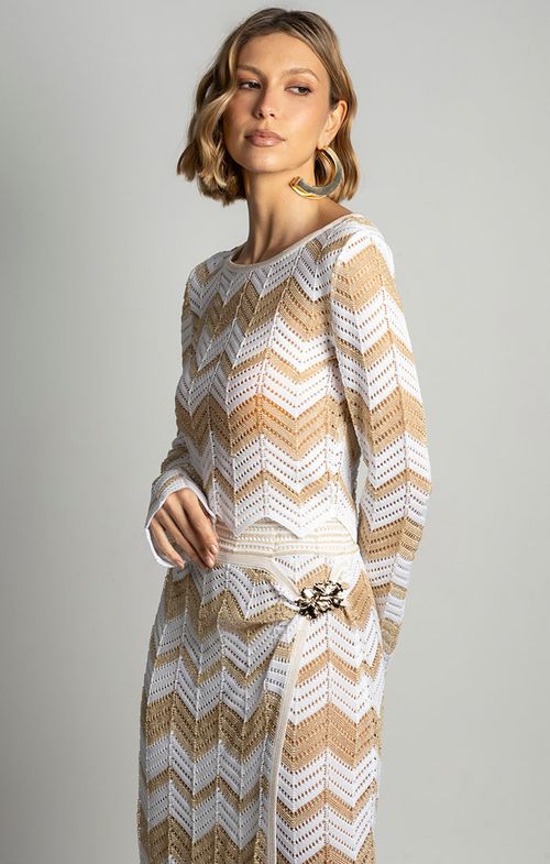 Cropped Tricot Listras Furos Shine