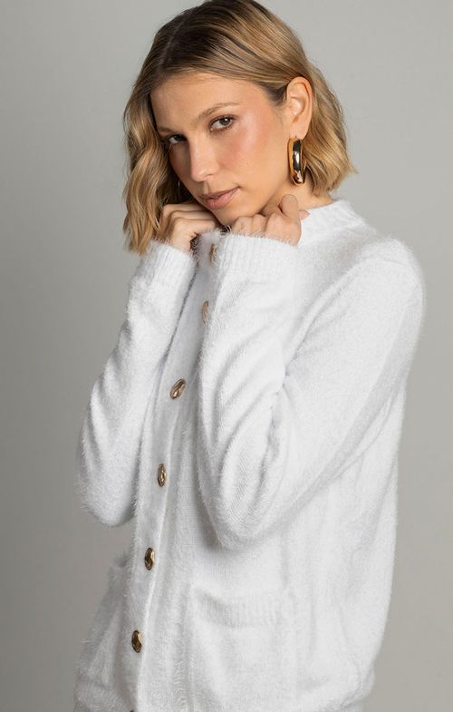 Casaquinho Tricot Botões Angorá