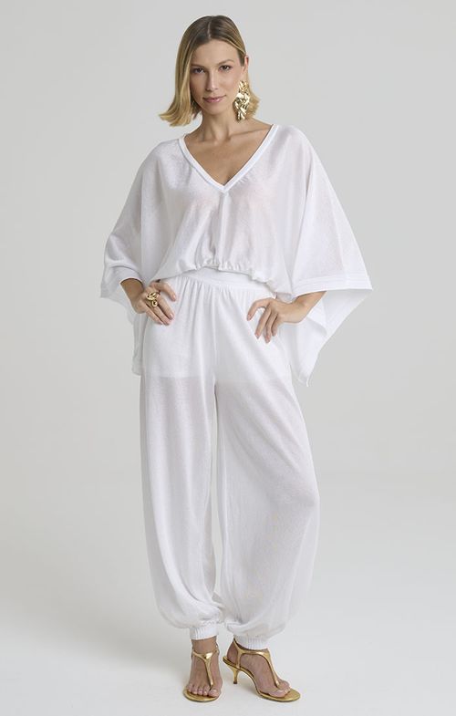 Blusa Tricot Ampla Basic Pontinhos Transparencia