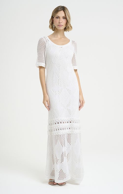 Vestido Tricot Longo Tassel Tela Tranças
