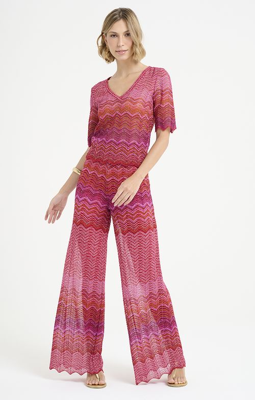Calça Tricot Pantalona Color