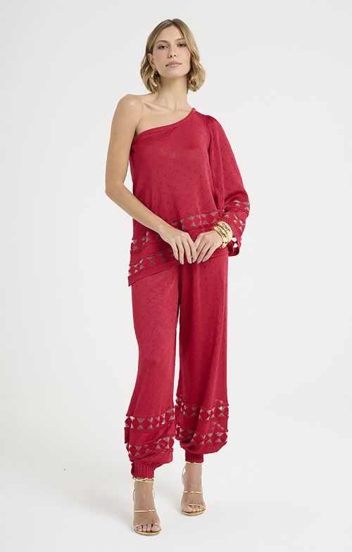 Bata Tricot Assimétrica Losango Fio Transparência