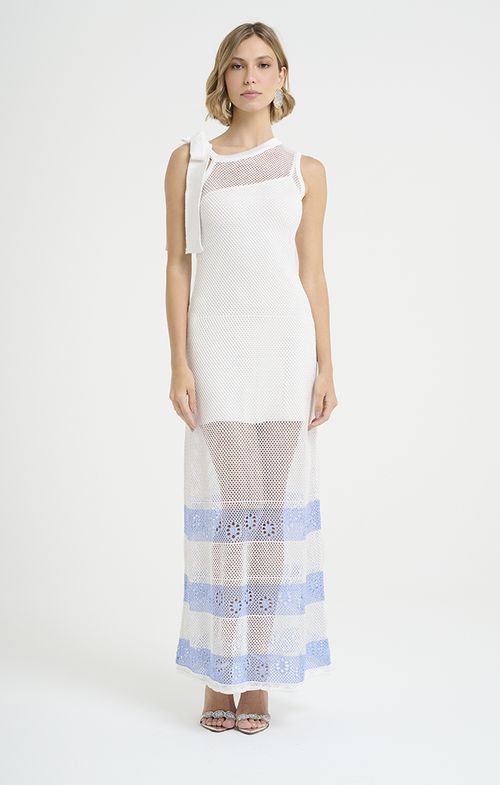 Vestido Tricot Max Midy Assimétrico Tela Margarida