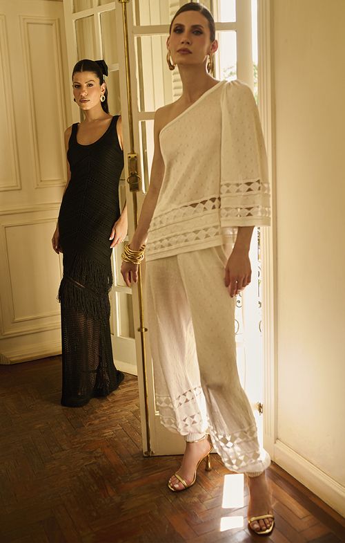 Look Tricot Losango Transparência