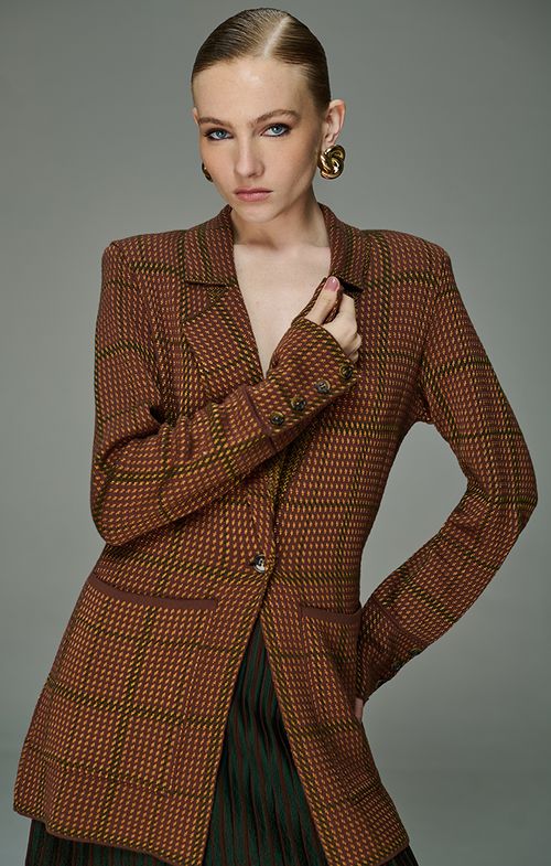 Max Blazer Tricot Alfaiataria Xadrez