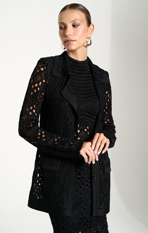 Blazer Tricot Rendado Furos