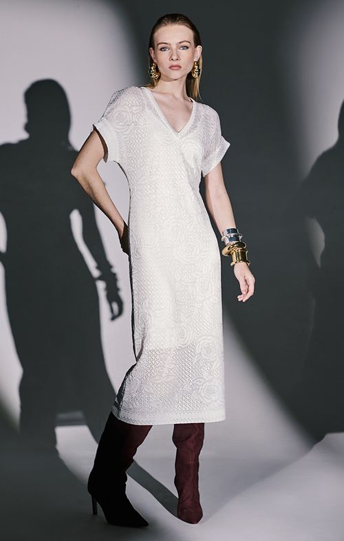 Vestido Tricot Midy Manga Japonesa Rosas