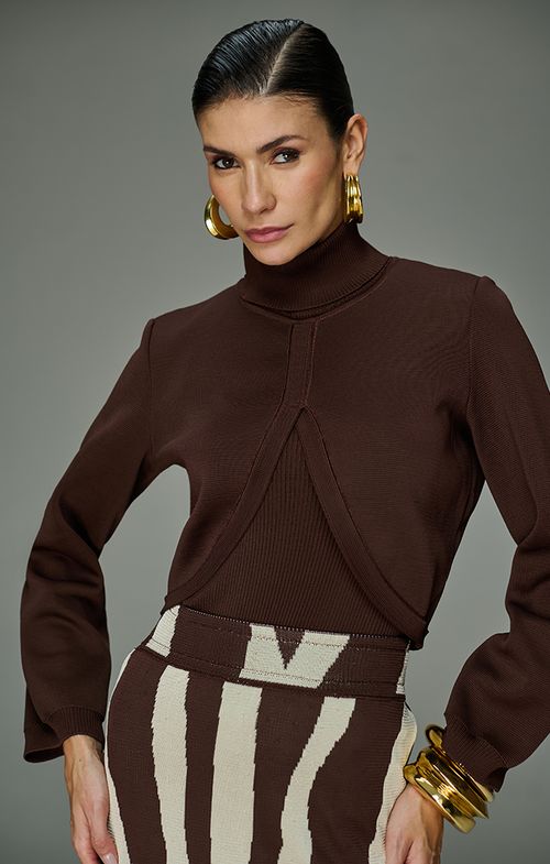 Bolero Tricot Basic Gola Alta