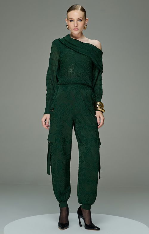 Look Tricot Assimetrico Rosas