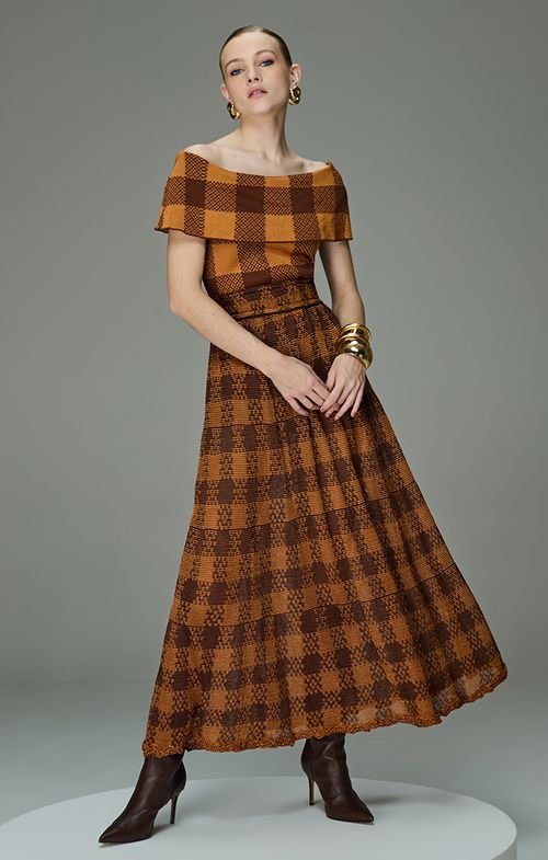 Look Tricot Xadrez Evase