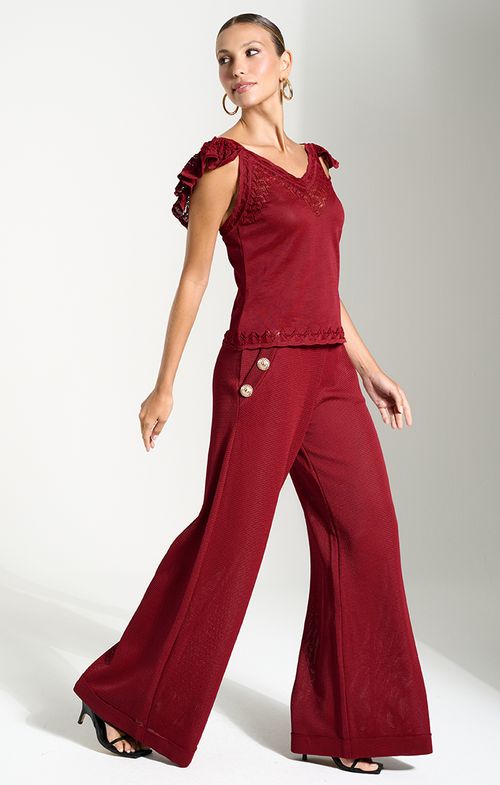 Look Tricot Babados Botoes