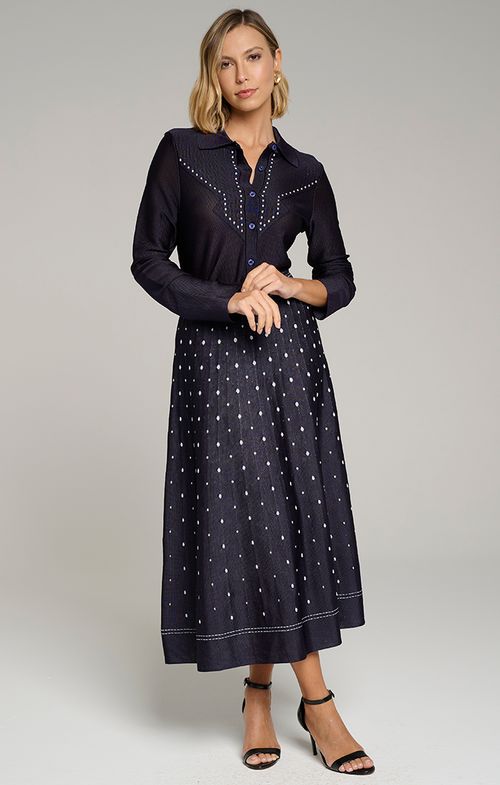 Camisa Tricot Basic Poá Botões