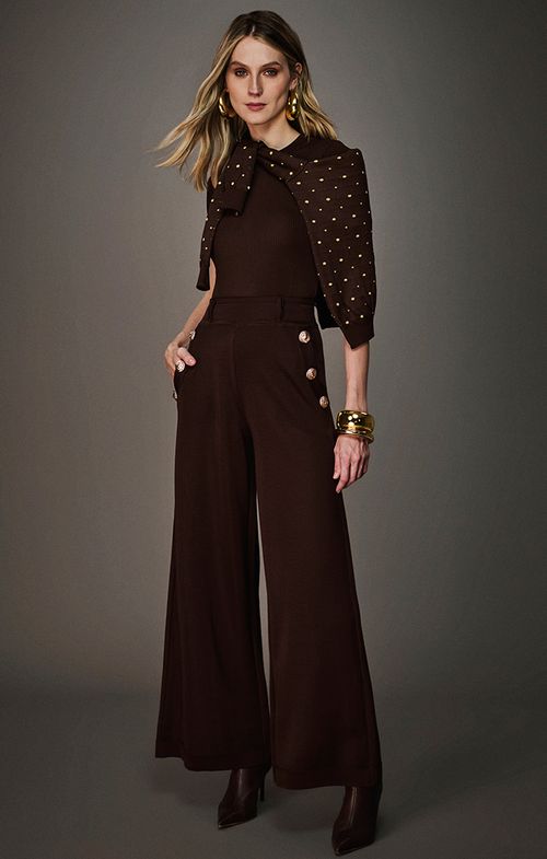 Look Tricot Poá Canelado Botões