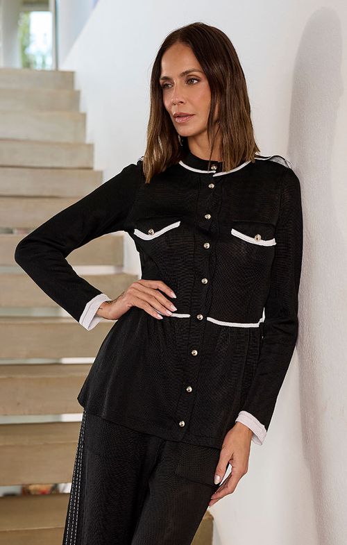 Casaquinho Tricot Peplum Dual Color