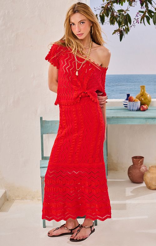 Saia Tricot Midy Zig Evasê