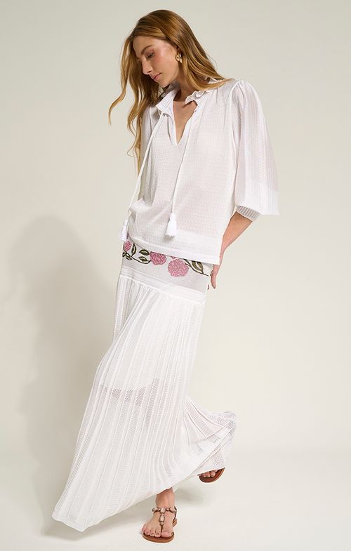 Look Tricot Plissado Pingente Tassel
